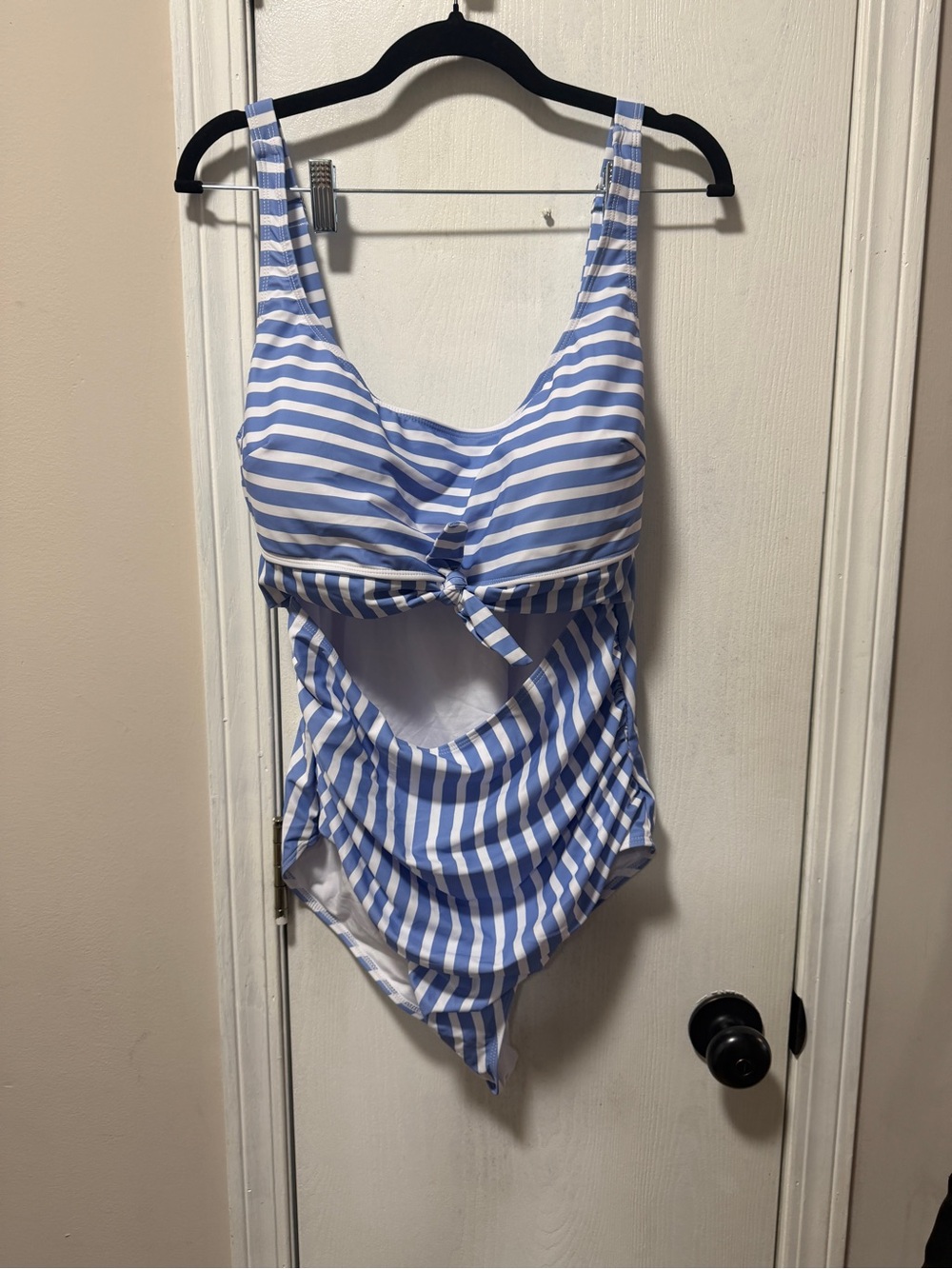 Blue and White Striped Cutout One-Piece Swimsuit NWT xl
